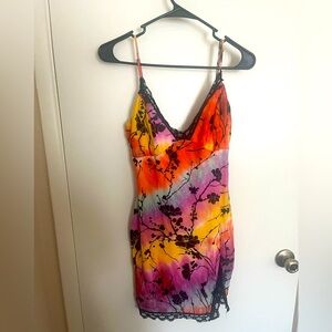 Princess Polly Rainbow Dress with Black Flowers and Lace